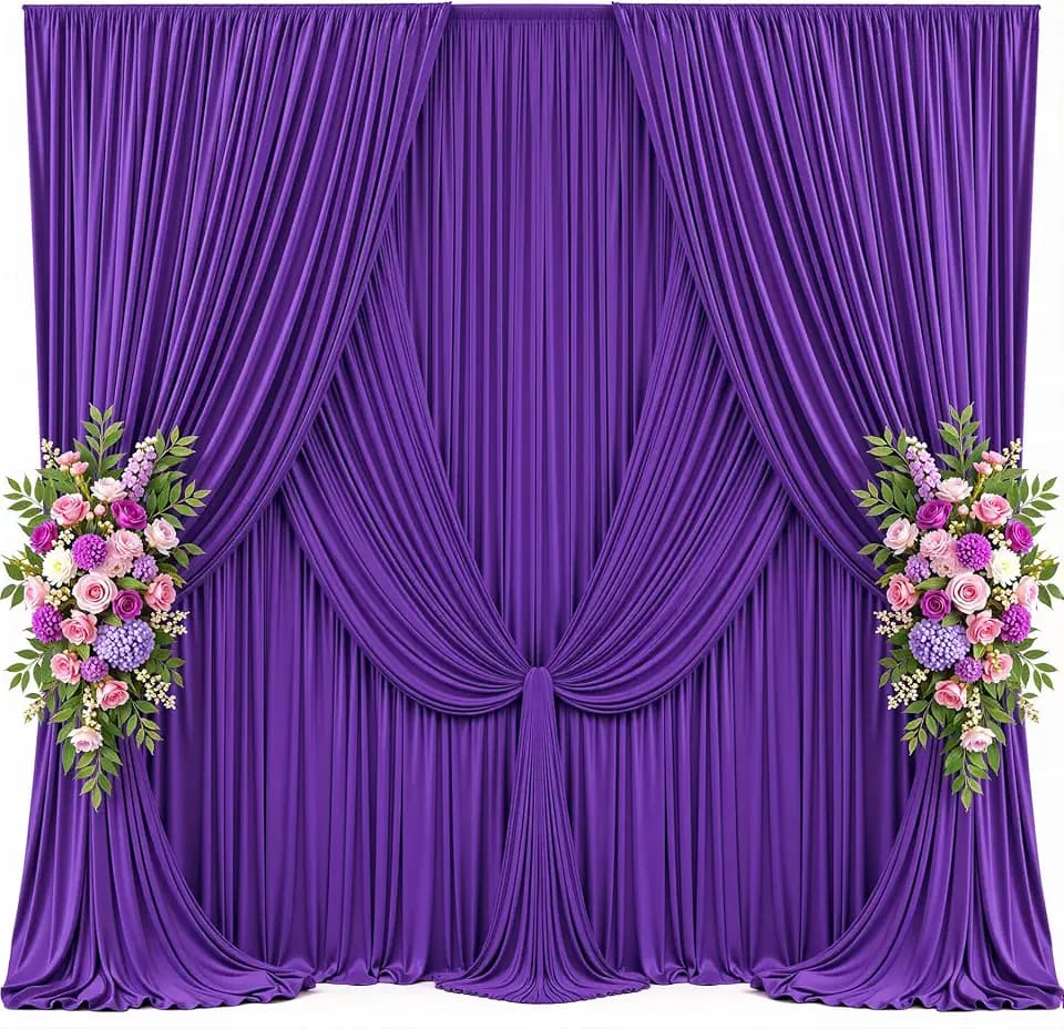 30x12ft Purple Backdrop Curtains for Parties Wedding Photo Wrinkle Free