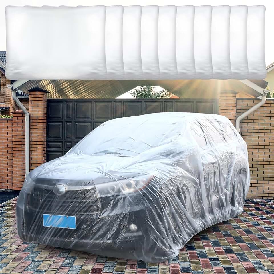 BBTO 10 Set Disposable Plastic Car Cover, 15.7 x 24.6 FT