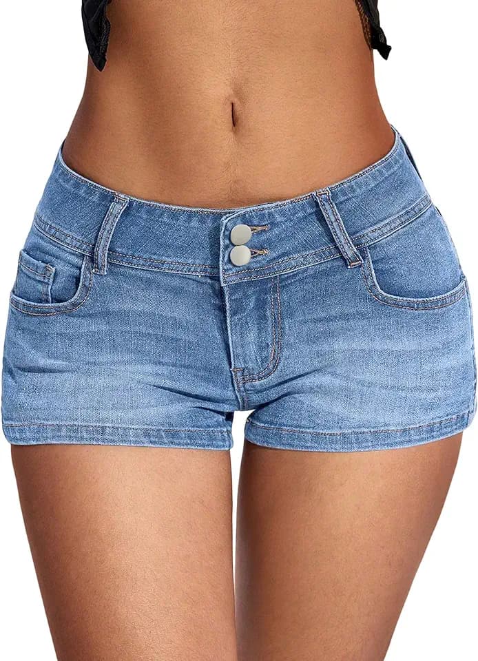 IWD Jean Shorts for Women Low Rise Y2k Mini Denim Shorts Summer Micro Jorts
