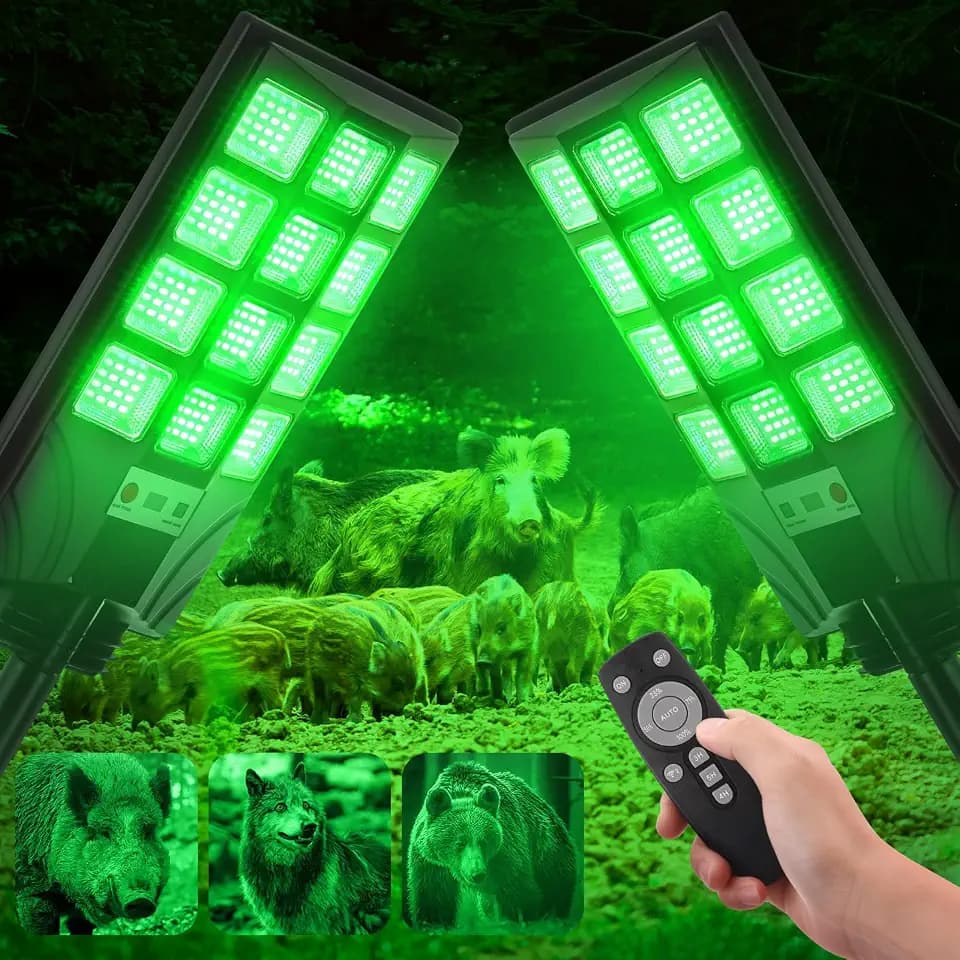 Tujoe 2 Pack Hog Lights for Night Hunting, 18000lm LED Solar Green Light