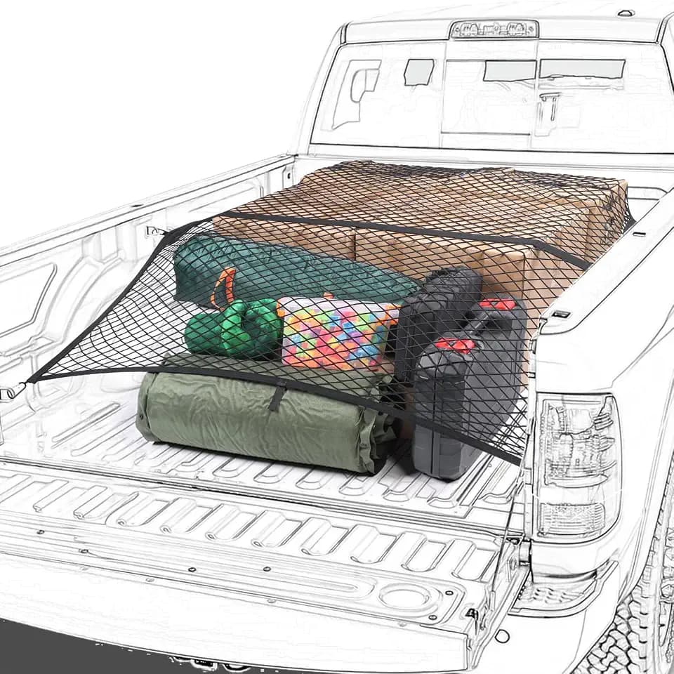 Elastic Truck Bed Net for F150 Tacoma Silverado Sierra RAM Cybertruck