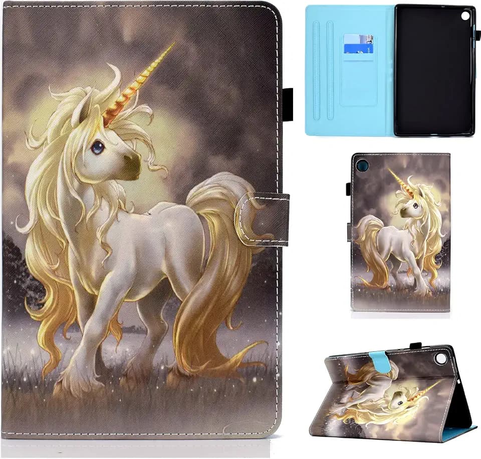 CASAFUNY Hülle für Lenovo Tab M10 Plus 3rd Gen 10,6 Zoll PU Leder Ultradünne Schutzhülle mit Standfunktion Case Cover für Lenovo Tab M10 Plus 3rd Gen 10,6'' TB-125/128FU, Einhorn