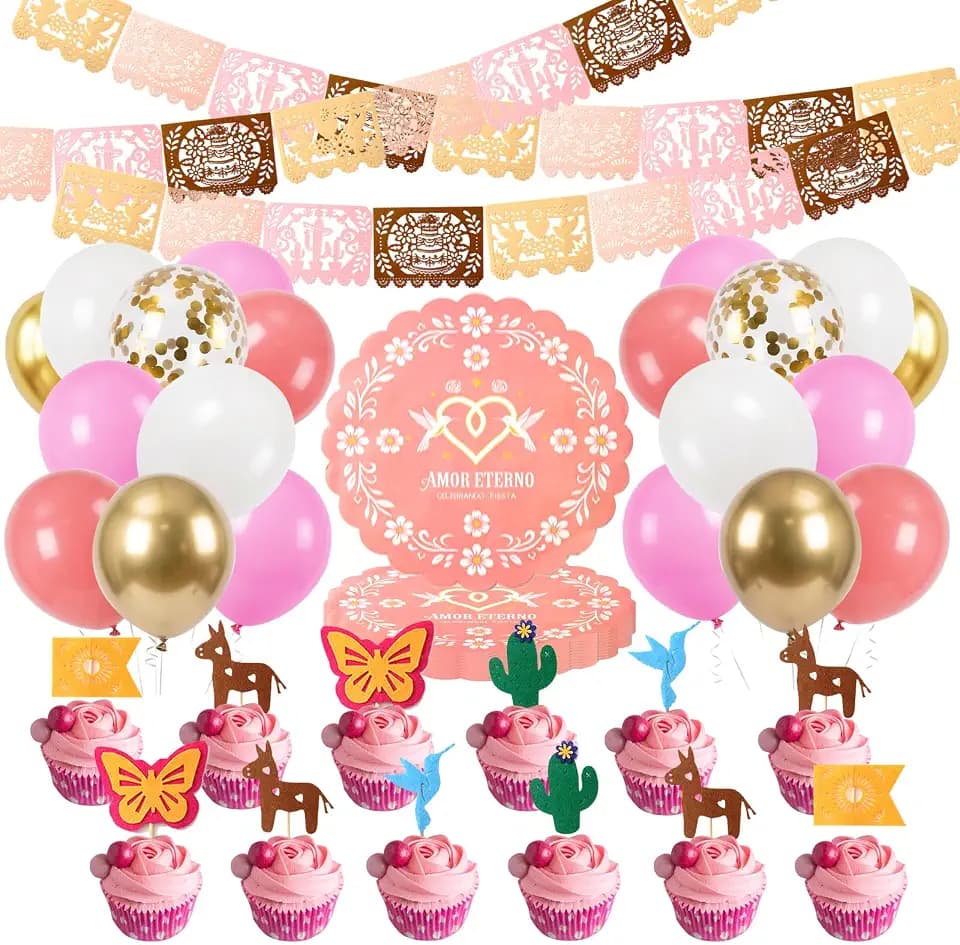 [LPMingjia] Pink Felt Cielito Lindo Baby Shower Decorations Banners Set
