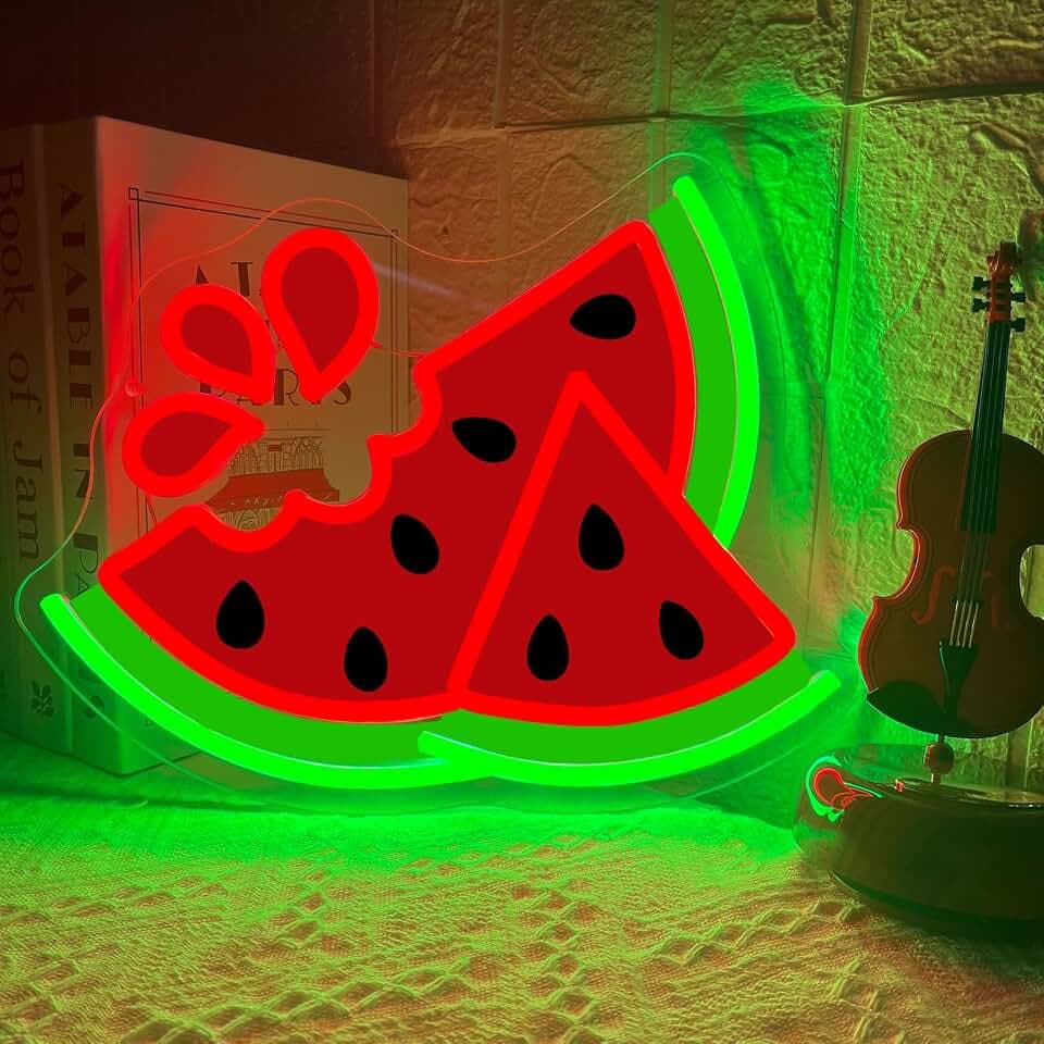 Watermelon Neon Sign for Wall Decor UV Printed Summer Watermelon Neon Light