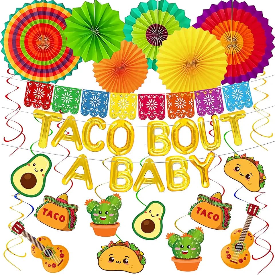 22Pcs Taco Bout a Baby Decorations Fiesta Party Set