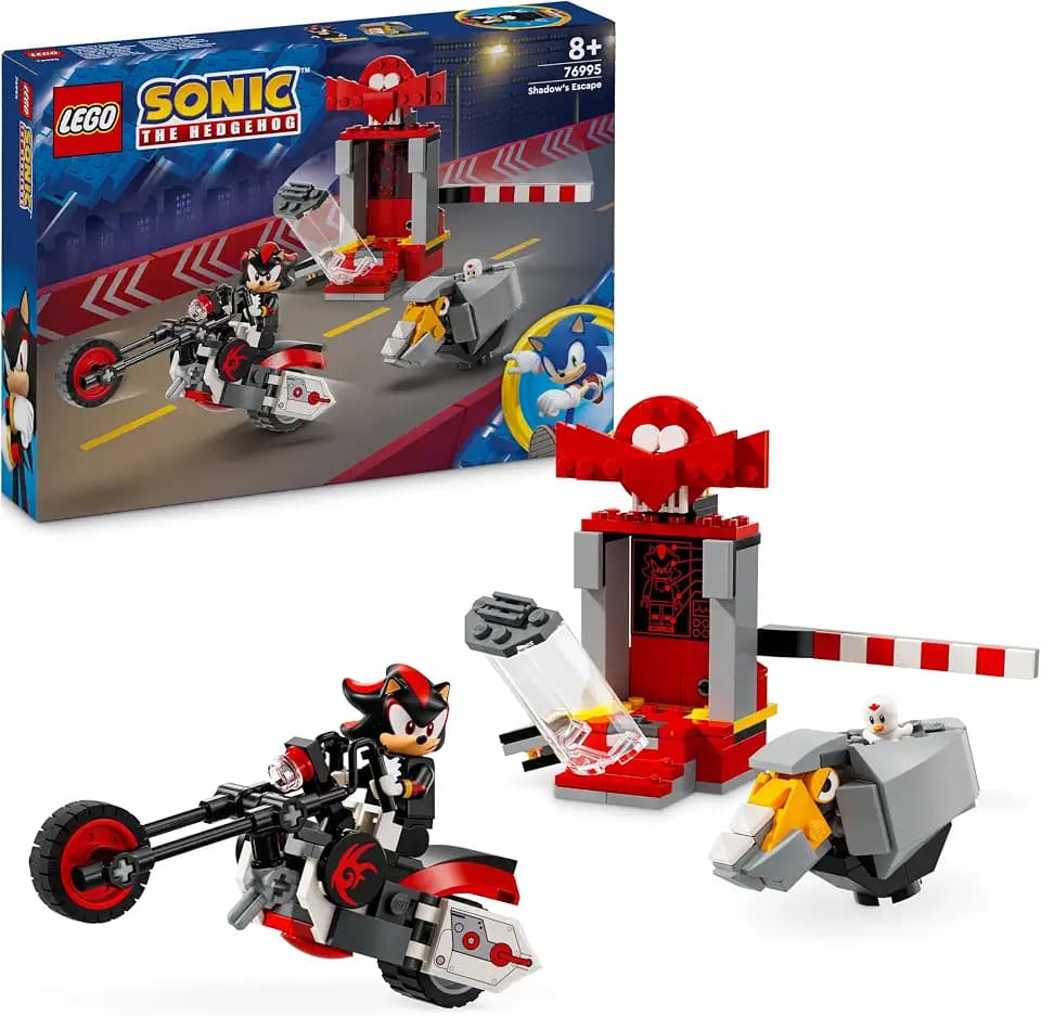 LEGO Sonic the Hedgehog Shadow the Hedgehog Escape, Motorbike Toy for Kids, Boys & Girls Aged 8 Plus with Buildable Lab, Badnik Rhinobot & Clucky Video Game Character Figures, Gifts for Gamers 76995
