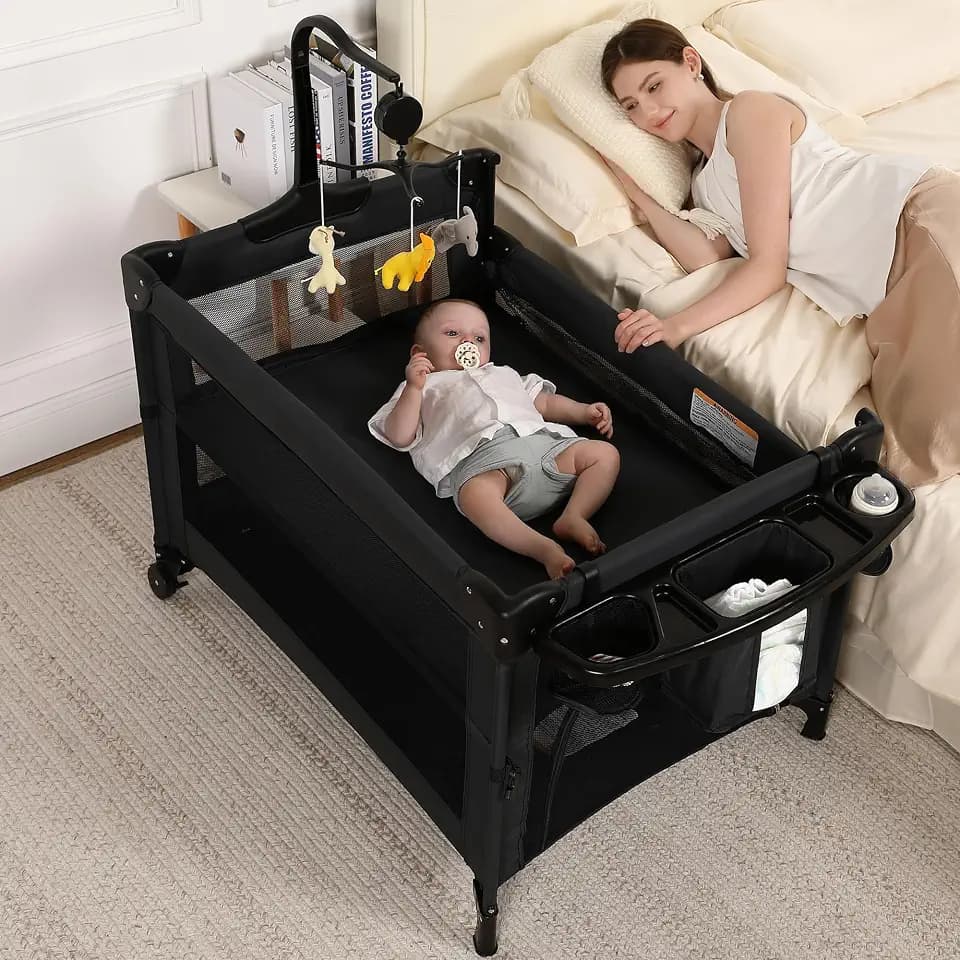 Pack and Play, 4 in 1 Baby Playard, Portable Crib