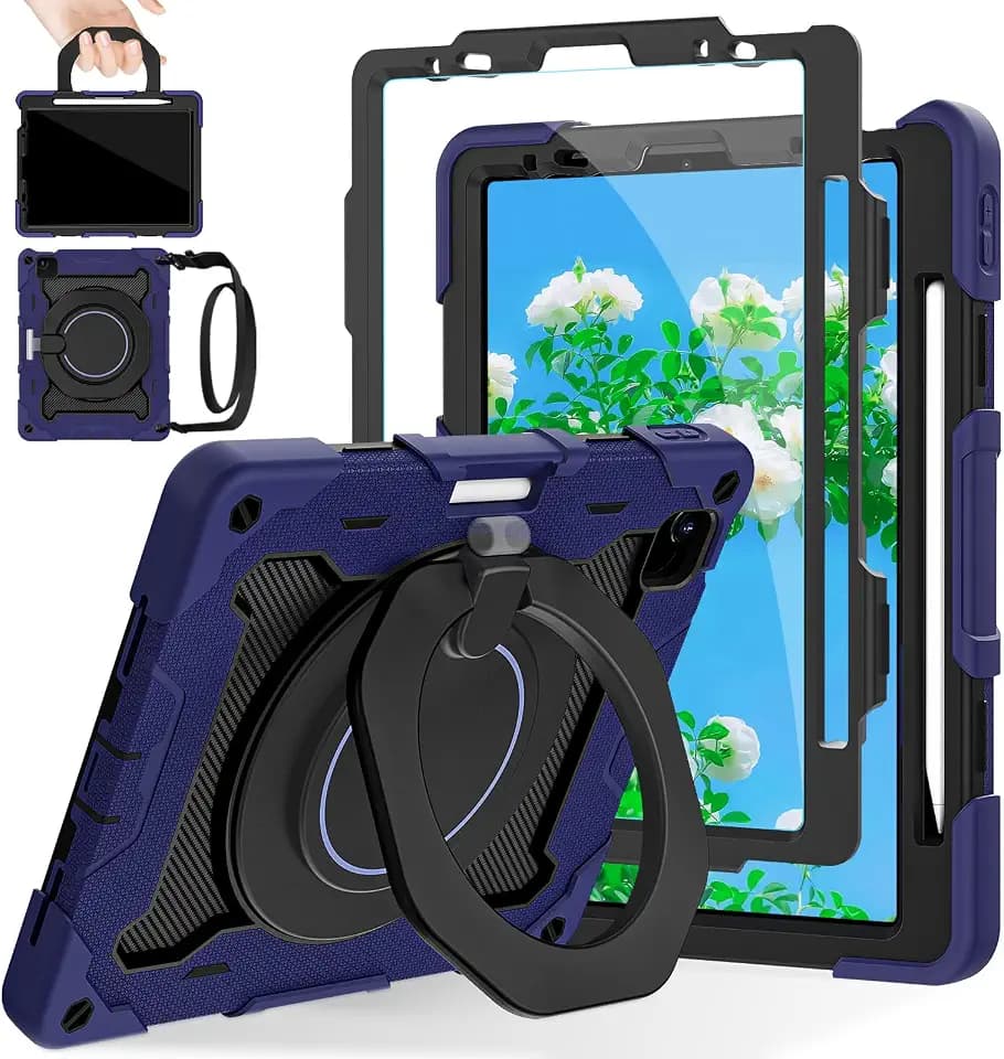 ROISKIN for iPad Air 11 inch M4/M3/M2 Case, iPad Pro 11 inch 4th/3rd/2nd/1st Generation,iPad Air 5th/4th 10.9 inch Case,Heavy Duty Shockproof with 360 Stand Handle Shoulder Strap Pen Holder for Kids