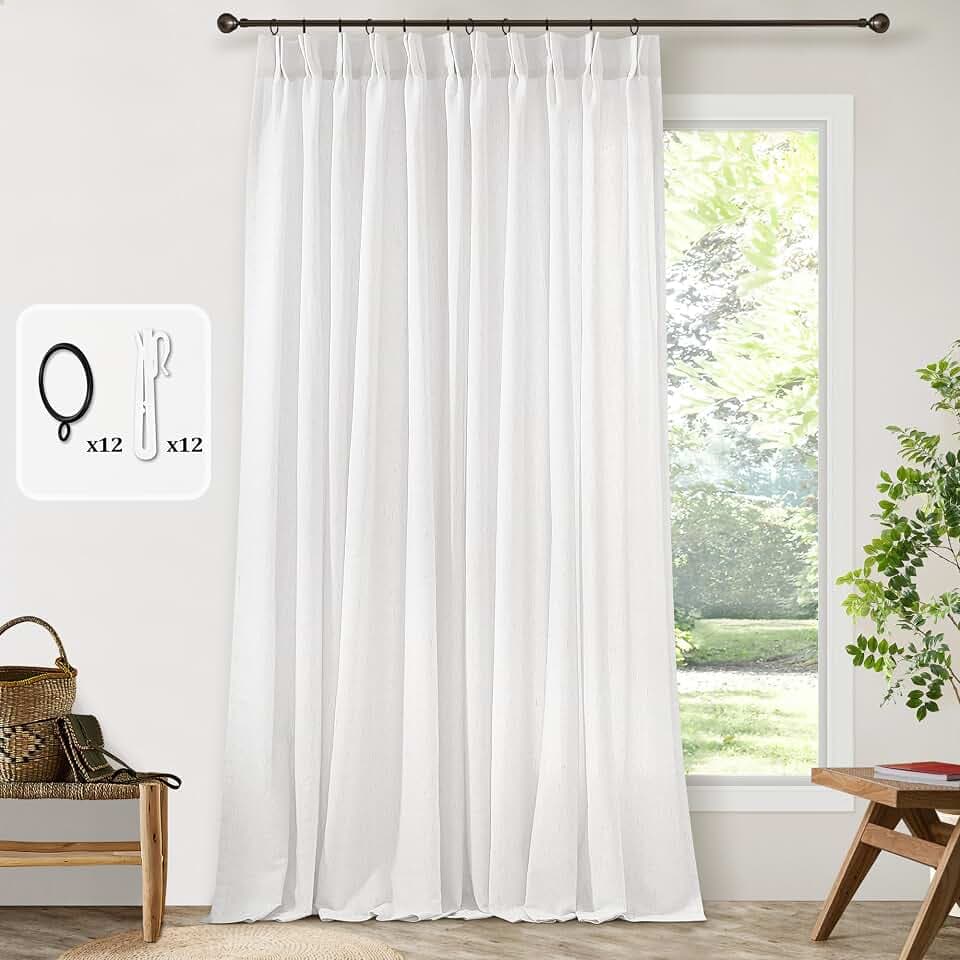 Pinch Pleated 72 Inch Wide Curtain 90 Inches Long Ivory Semi Sheer