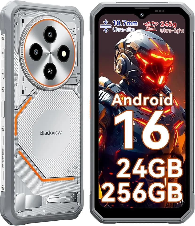 Blackview Fort 2 Outdoor Handy Ohne Vertrag Android 15, 245g/10.7mm Ultra-Thin Outdoor Smartphone, MTK G81, 450nits, 24GB+256GB/2TB Baustellenhandy, 6.56" 90Hz, IP69K/OTG/NFC/WiFi 5/Gemini AI