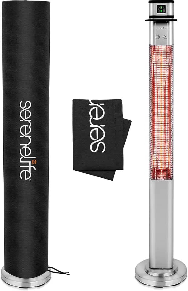 SereneLife Patio Heater Cover for SLOHT42 Infrared Outdoor Electric Space Heater, Heavy Duty Propane Heater Cover, Durable, Tearproof Waterproof Dustproof, Wind/Sunlight/Snow Resistant