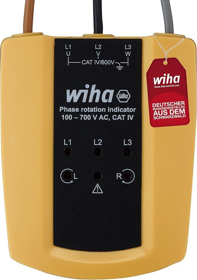 Wiha Drehfeldrichtungsanzeiger 100 - 700 V AC, CAT IV I 3 Phasen mit nur einer Prüfung I LED-Anzeige (45221)