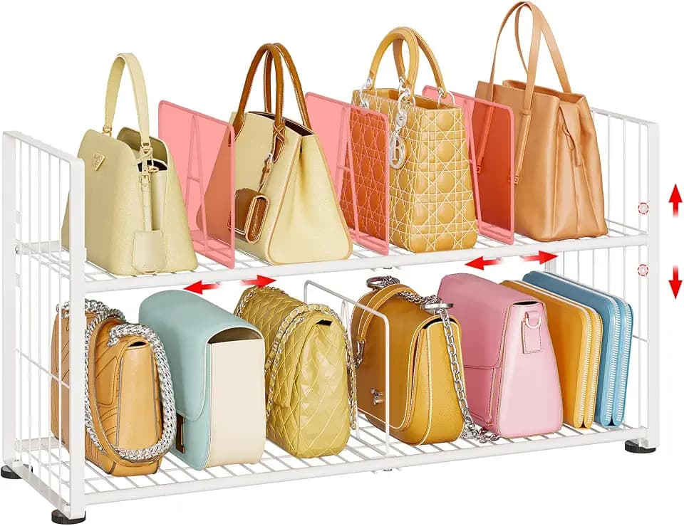 koozuuyk Purse Organizer for Closet,2 Tier Handbag Wire Organizer Rack