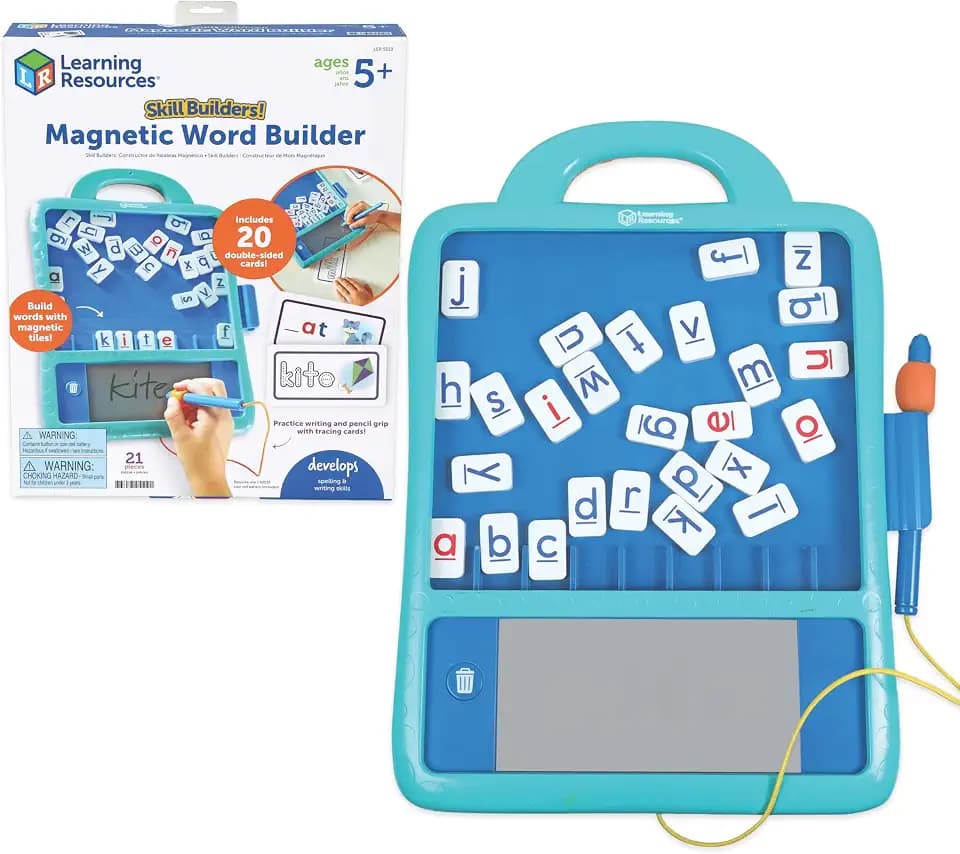 Learning Resources Skill Builders Magnetic Word Builder, Learn to Read, Phonetic Alphabet, Puzzle Board, ABC Kids Games, Sensory Board For Kids, Fine Motor Skills, Birthday Gift