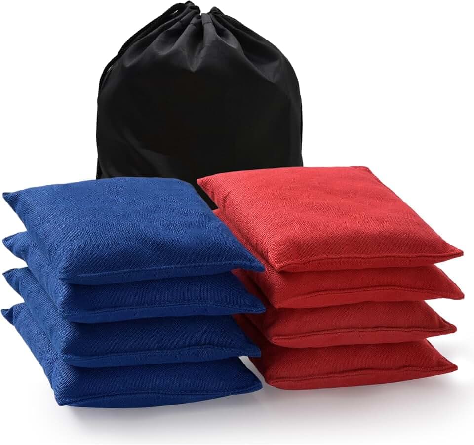 Cornhole Bags Set of 8 Regulation Corn Hole Bean Bags for Cornhole Game, Professional Weather Resistant Corn Hole Bags with Tote Bag