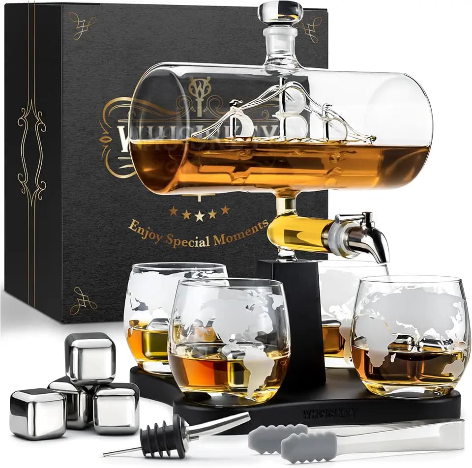 WHISISKEY Whisky Karaffe Set - Whiskey Geschenkset - Geschenke für Männer