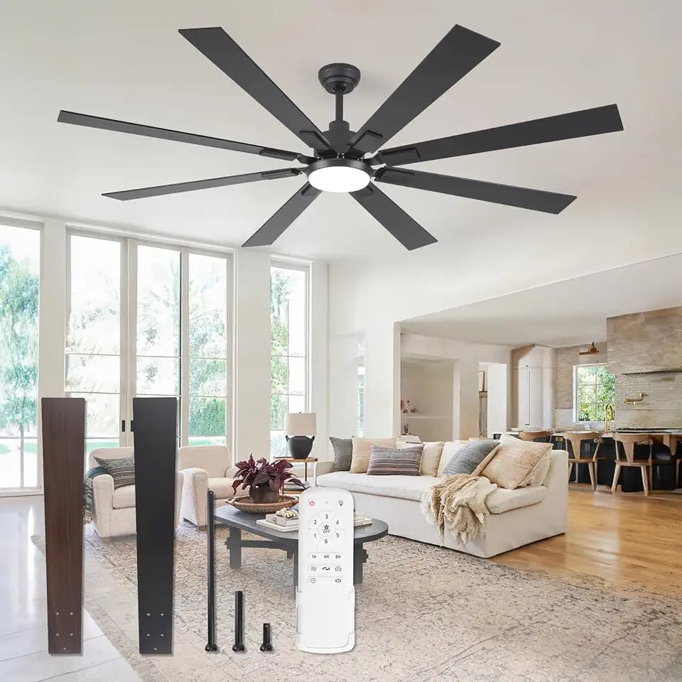 ZMISHIBO 72" Ceiling Fans with Lights for Patio, Living Room, Remote