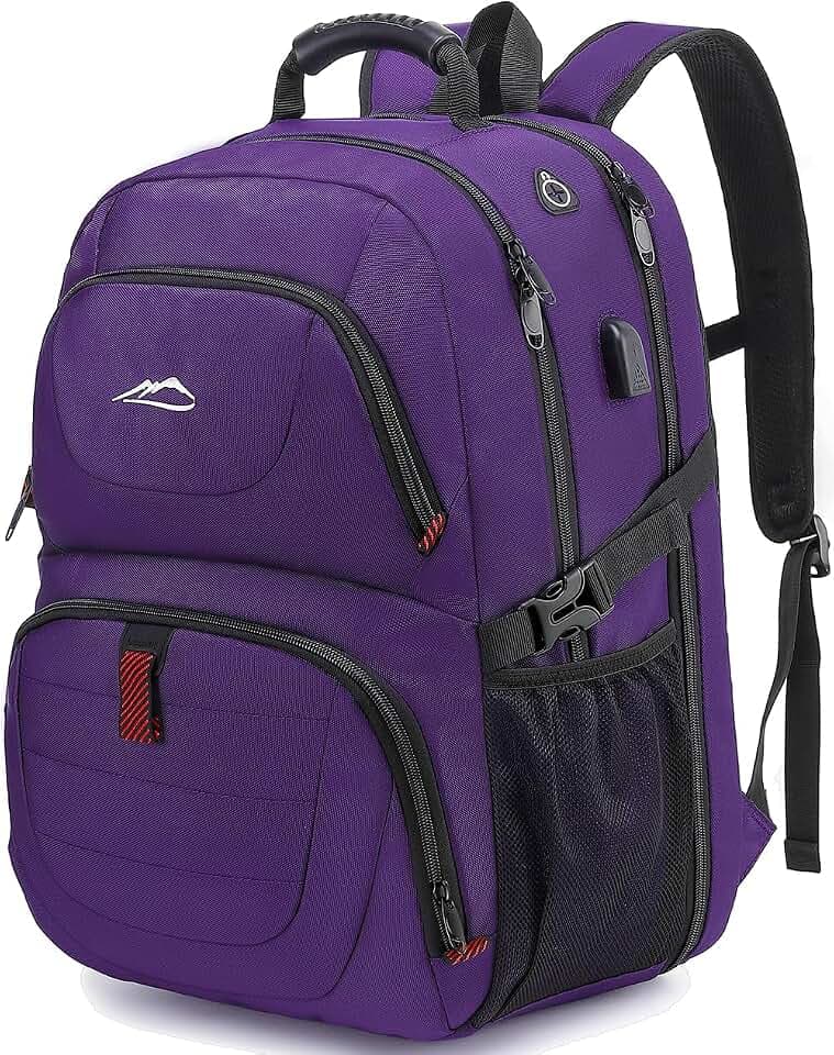 ProEtrade Travel Backpack, Extra Large Laptop Backpack Business Anti Theft TSA Approved College Work Computer Bag Fits 17 Inch Laptop with USB Charging Port for Women Men(Purple)