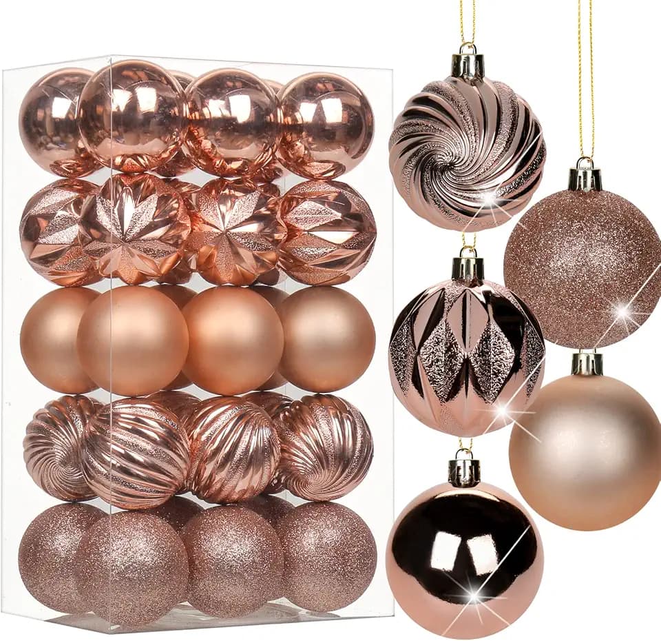 30er-Set 6cm Christbaumkugeln Set Weihnachtsbaumkugeln Kunststoff Weihnachtsbaumschmuck mit Aufhängeöse Weihnachtsbaumschmuck für Hochzeit, Feiertage, Party, Weihnachten, Halloween, Heimdekoration