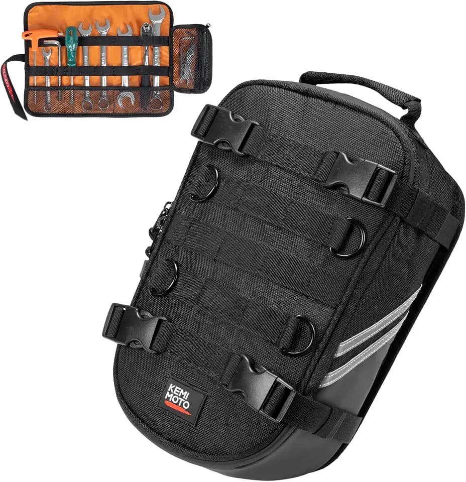 KEMIMOTO Motorcycle Tail Bag with Tool Roll Bag Quick Release 6L Capacity
