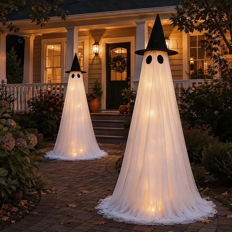 2 Pack 5 Ft Large Light Up Ghost Decor - Halloween Decorations Outdoor
