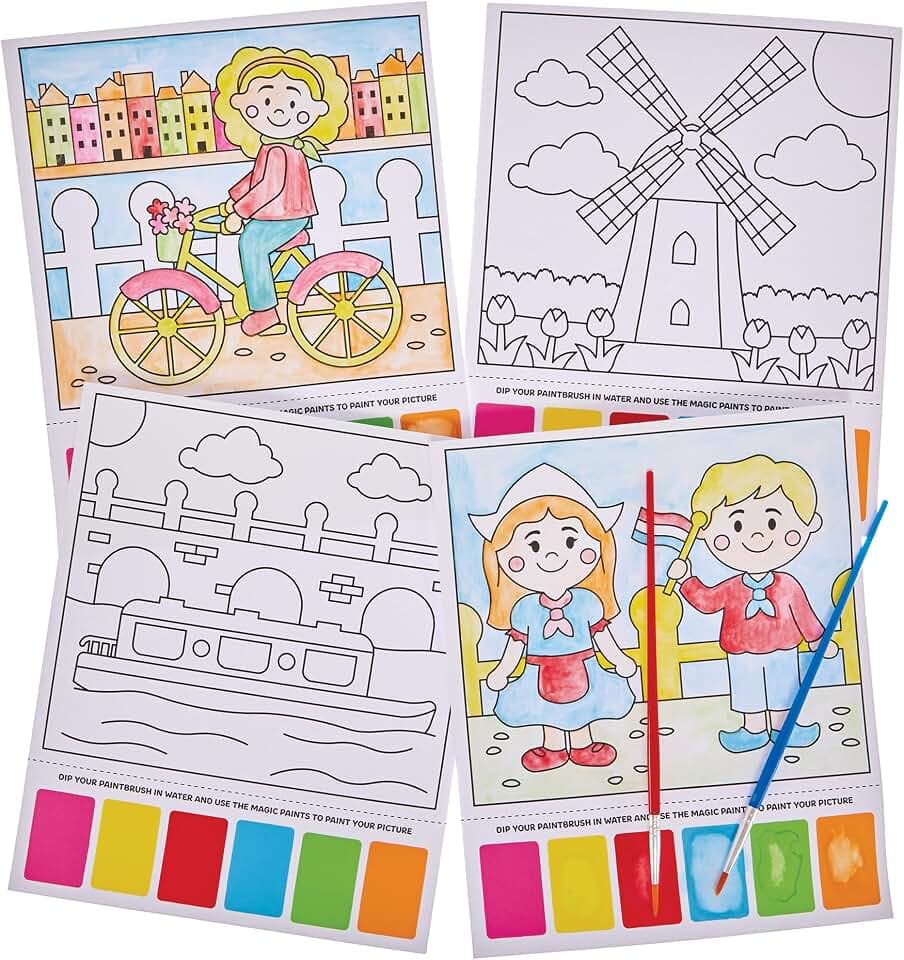 Baker Ross FN012 Niederlande Scene Magic Painting Kits - Packung mit 10, Malen Kits für Kinder