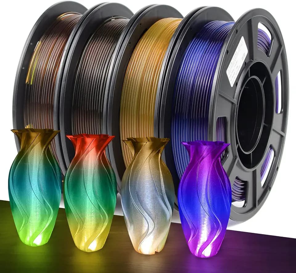 IEMAI PETG Filament 1.75mm, 4 x 250g Spule, Regenbogen Transparent PETG 3D Drucker Filament, Maßgenauigkeit +/- 0,02 mm