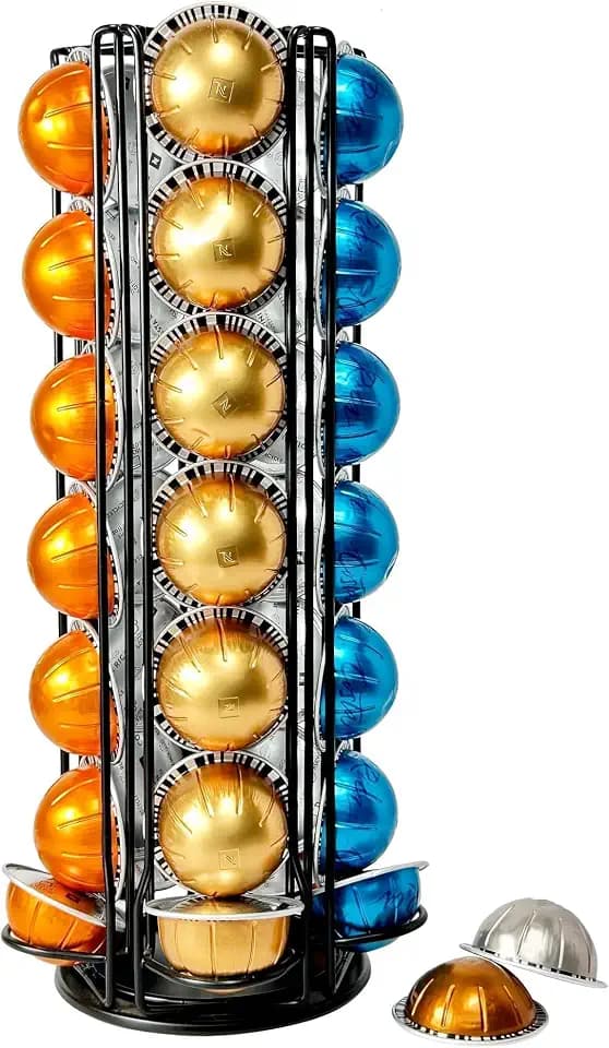 Kapselhalter für Nespresso Vertuo Kapseln, Kaffee Kapsel Ständer Drehbare Pod Rack hält Nespresso Vertuoline Kapseln (35 Pods), Schwarz