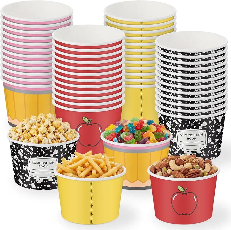 48 Pcs 9 oz Christmas Paper Bowls, School Themed Disposable
