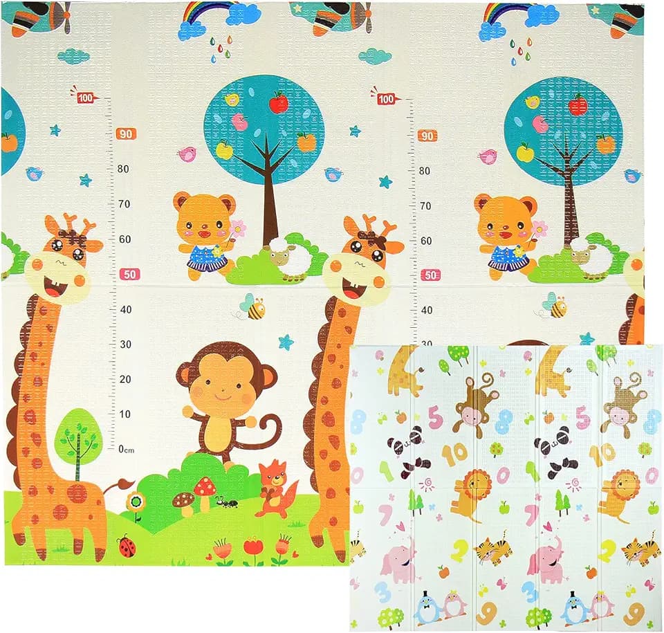 CCLIFE Krabbelmatte Spielmatte Baby Schadstofffrei 196x176x1cm