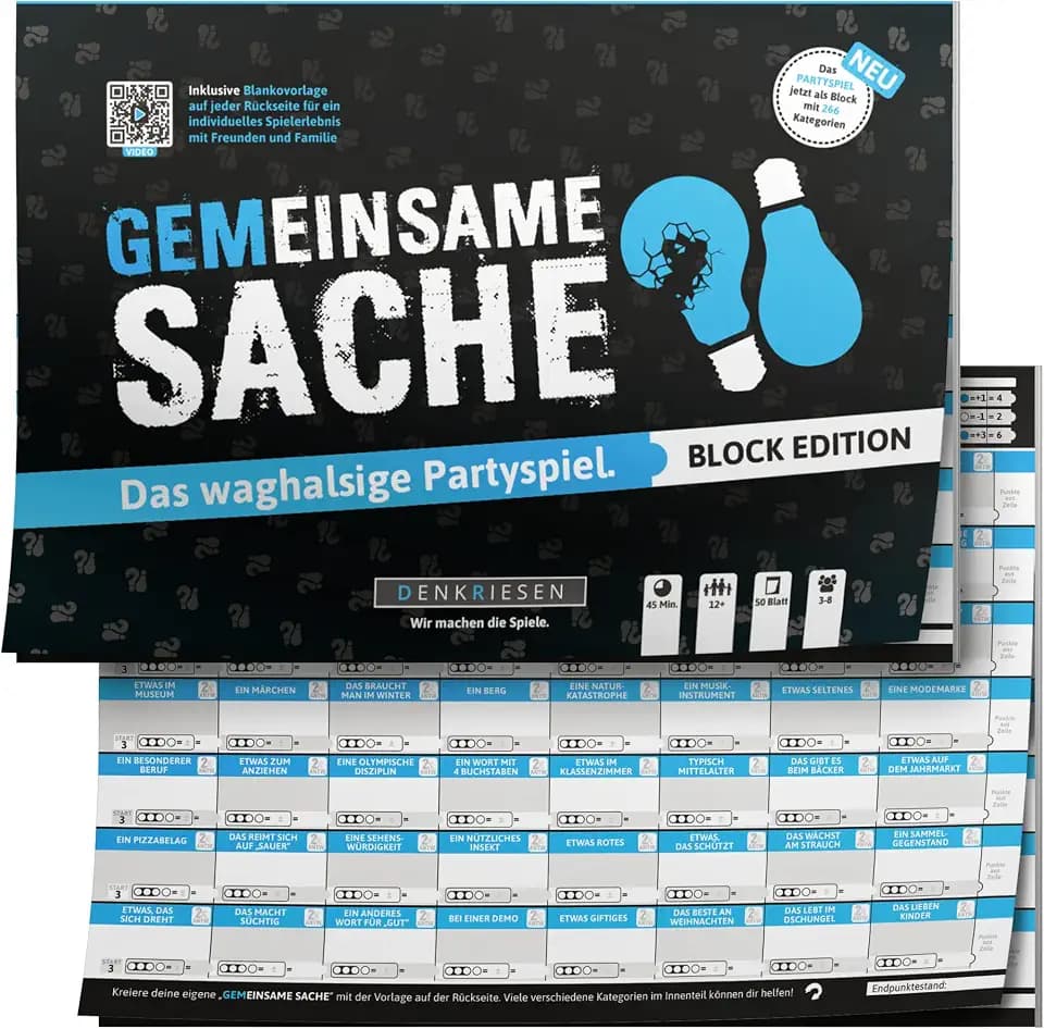 DENKRIESEN PARTYFIEBER GEMEINSAME Sache | Block Edition ab 10 Jahren | Kreative Challenges sorgen für jede Menge Spaß bei Feiern, Spieleabenden und gemeinsamen Runden.