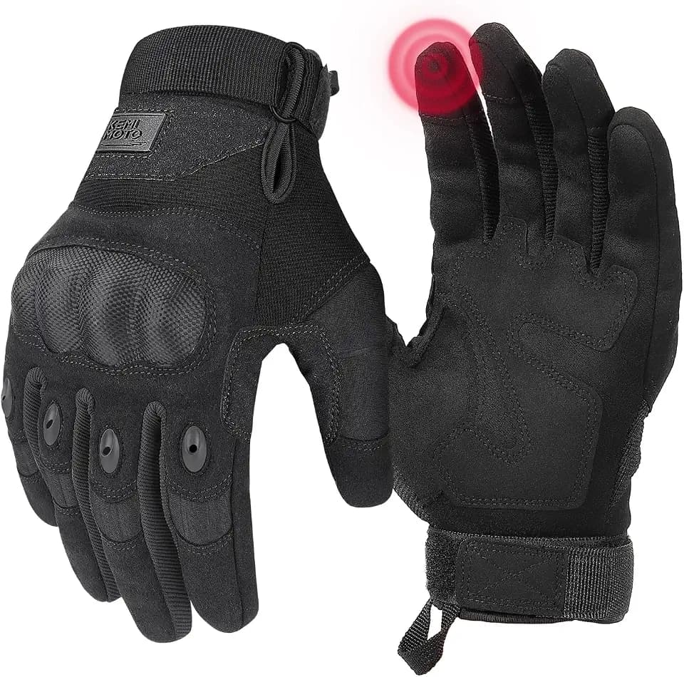 KEMIMOTO Tactical Gloves for Men, Touchscreen Motorcycle Gloves with Hard Shell & Palm Padding for Sports Motorcycle Cycling Tactical Airsoft Paintball Hunting Hiking