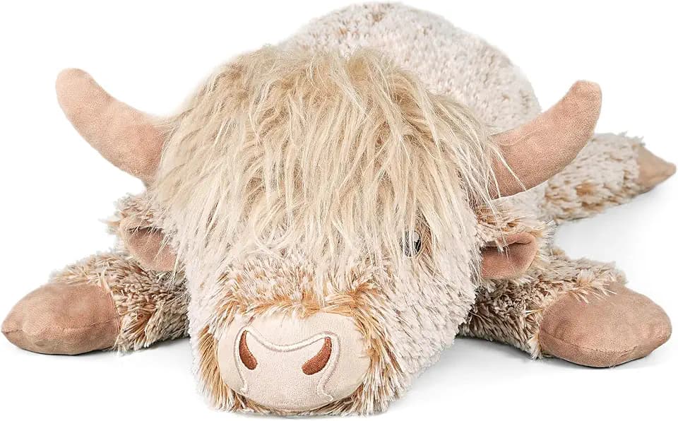 4Lbs Weighted Stuffed Animals Microwave Highland Cow Plush with Removable Heating Pad，23" Unscented Heatable & Coolable Highland Cow Cute Warm Gifts for Kids and Adults