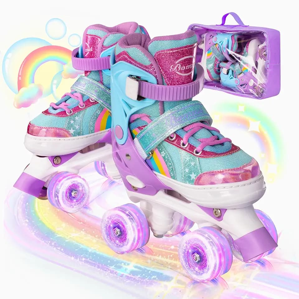 Adjustable Kids Roller Skates with Light Up Wheels,Ages 3-12