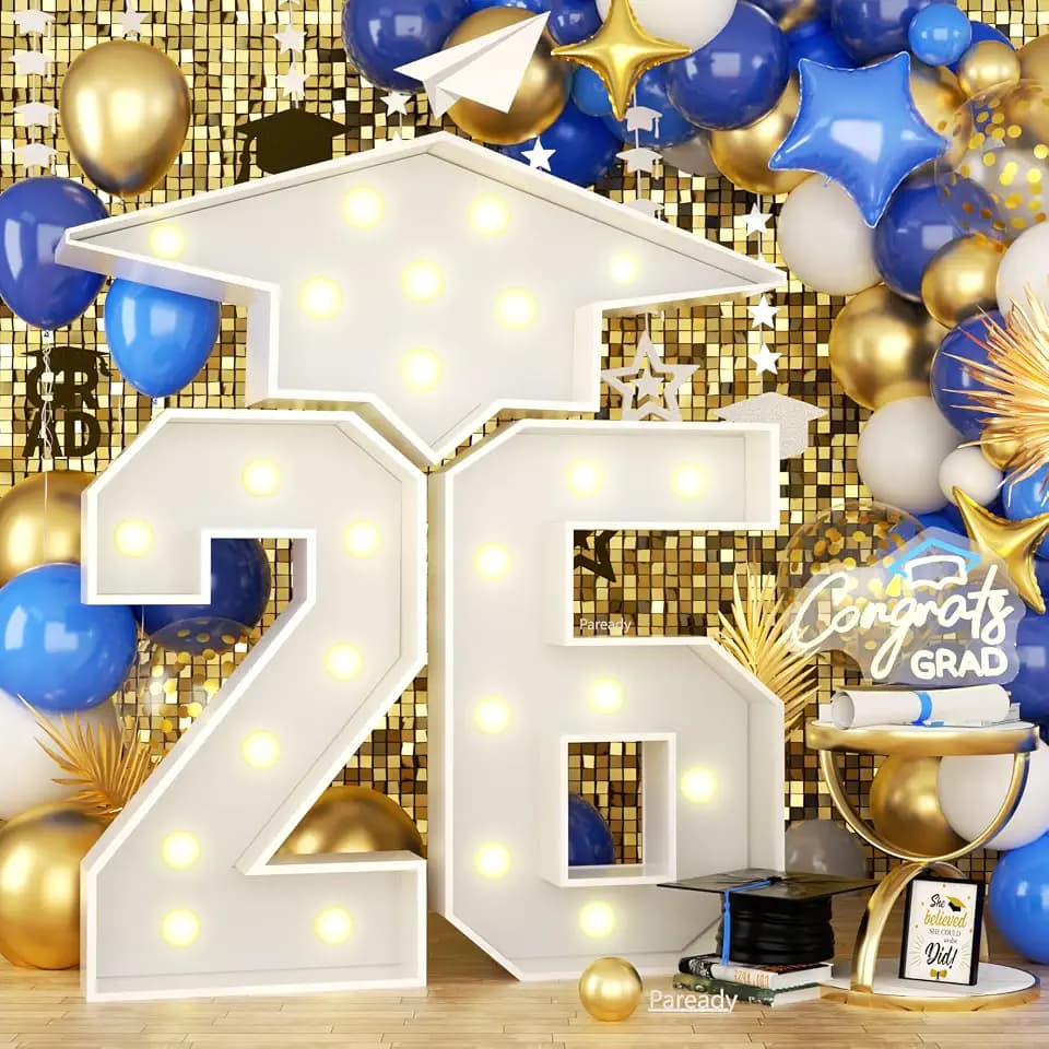 4.5 Ft Marquee Light Up Numbers 26 White Class of 2026 Graduation Decor