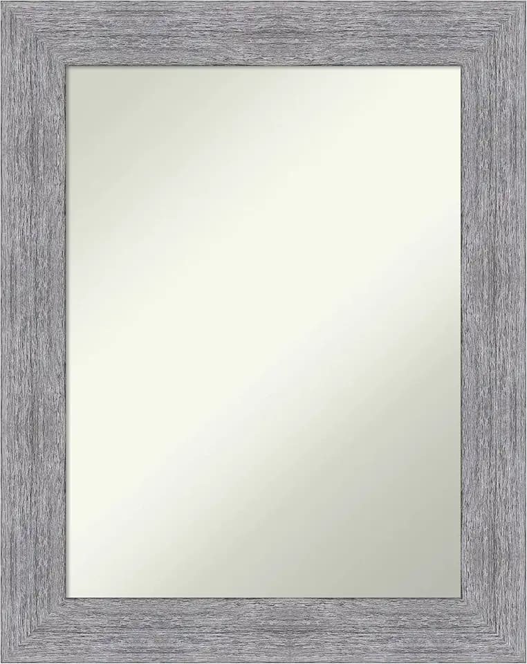 Amanti Art Grey Bathroom Mirror for Over Sink, 29x23 Bark Rustic Grey Rectangle Vanity Mirror, Medium Country Rustic Frame, Hangs Horizonally and Vertically, Bathroom Wall Decor, Non-Beveled Edge