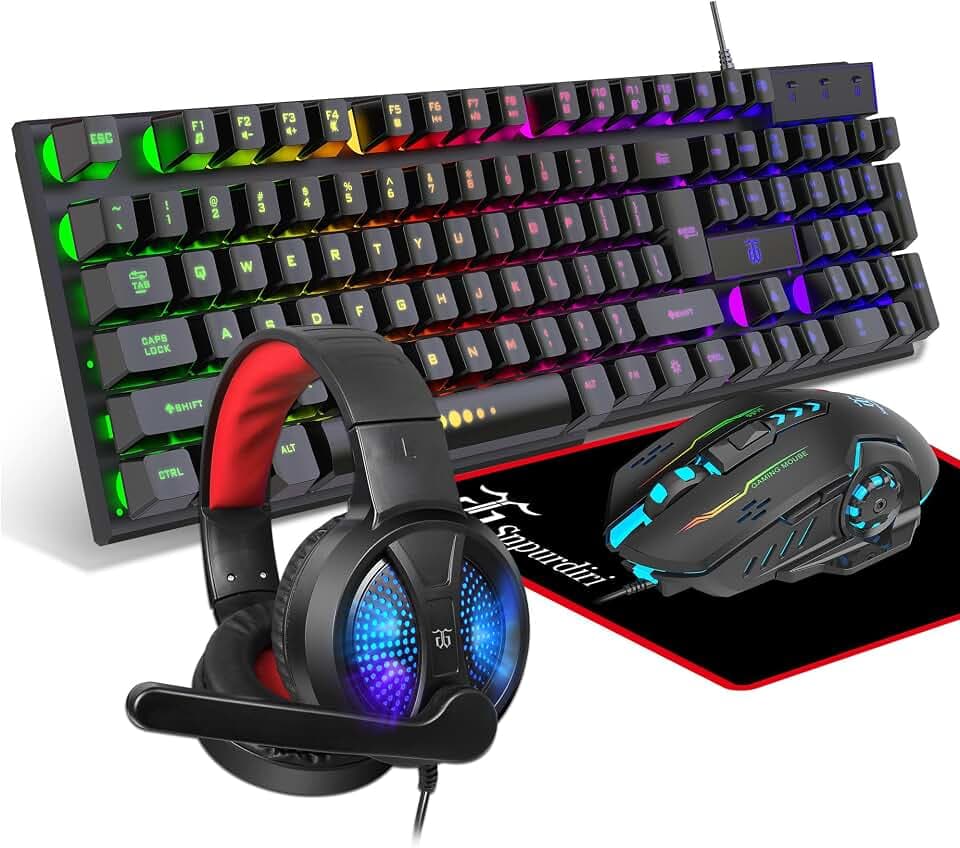 DGG Gaming Keyboard and Mouse, Headphones, Mouse pad Combo for PC Gamers