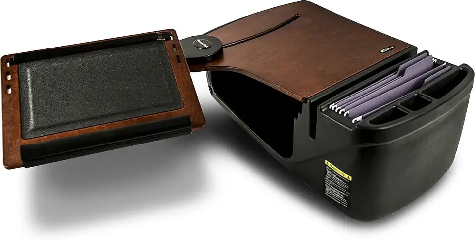 AutoExec Reach Car Desk for Your Vehicle Workstation and Mobile Office, Front Seat, Mahogany