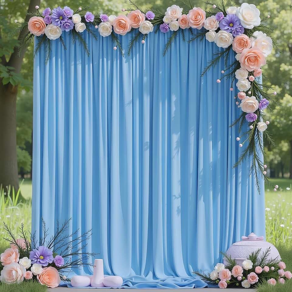 Wokceer Blue Backdrop Curtain for Wedding Parties Backdrop Drapes 10x8FT