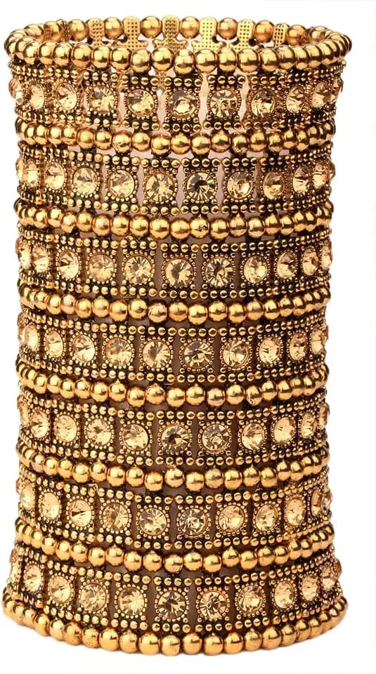 YACQ Women's Multilayer Wide Stretch Cuff Bracelets Fit Various Wrist Sizes - Soft Elastic Band - Lead & Nickle Free