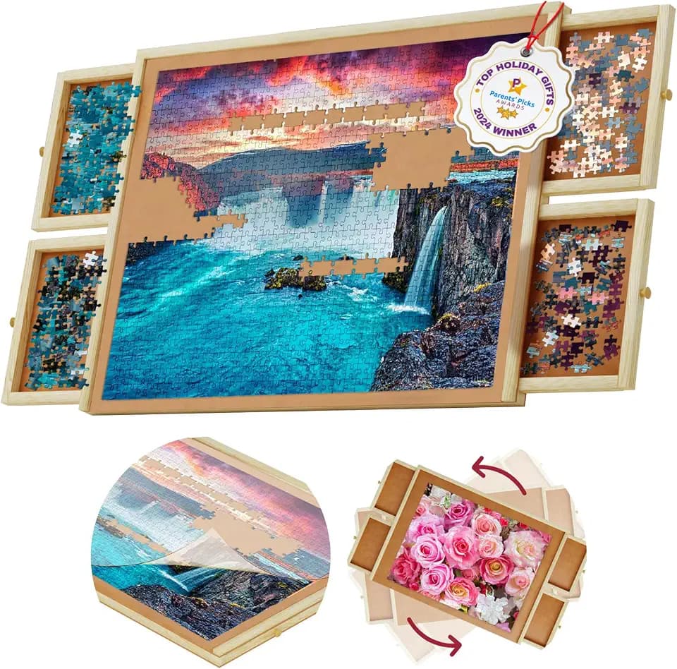 1000 Piece Rotating Puzzle Board | 30" x 22" Puzzle Table