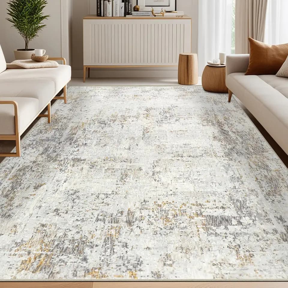 Capslpad Abstraktes Teppich Wohnzimmer 160x230cm Waschbar, Beige