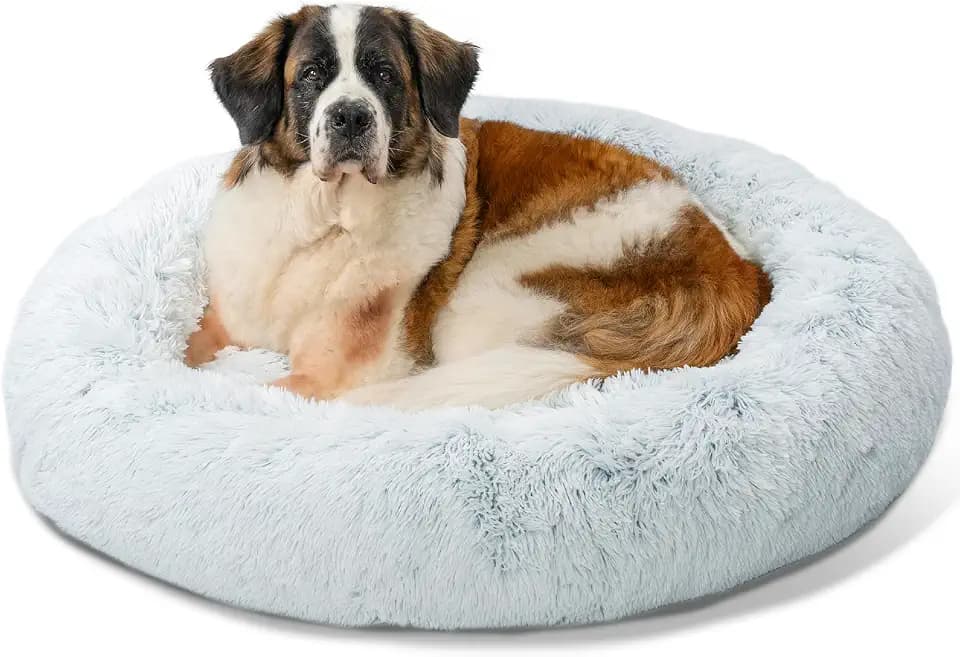 Best Friends by Sheri Original Calming Donut Dog Bed, Frost Gray, XL, 45"