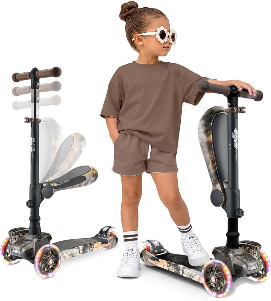 Hurtle 3-Rad-Kinderroller mit Klappsitz und LED-Rädern, ab 2 Jahre