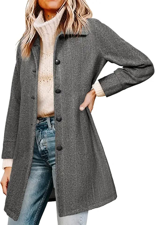 Simplee Womens Coat Fall Winter Long Jackets Single Breasted Lapel Collar Trench Coat