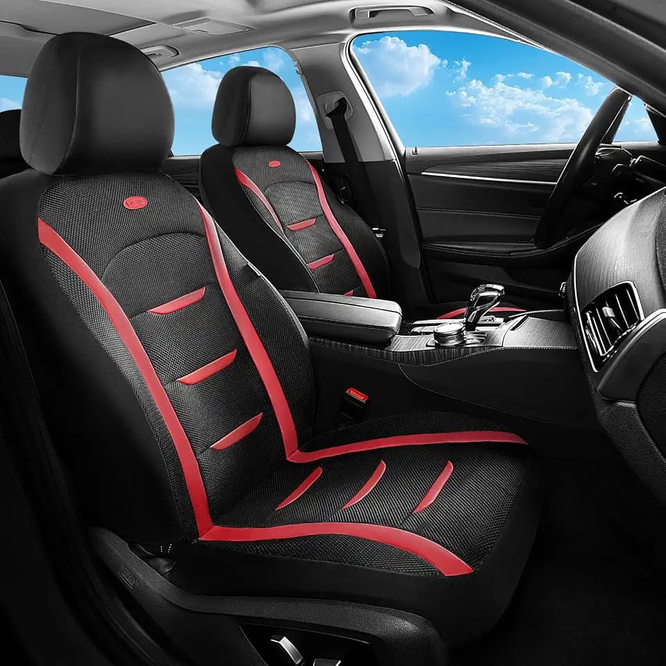 FLORICH Front Car Seat Covers, Air Cool Mesh Thick Car Seat Covers, Car Seat Protectors 2 Seats Airbag Compatible, Front Seat Covers for Cars, Breathable Automotive Seat Covers Fit for Most Cars