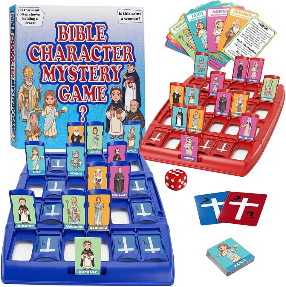 Bible Character Mystery Game,Guessing Bible Who I Am Board Games & Families, 2 Players Logic Deduction Christian Games with 24 Holy Bible Characters Catholic Gift