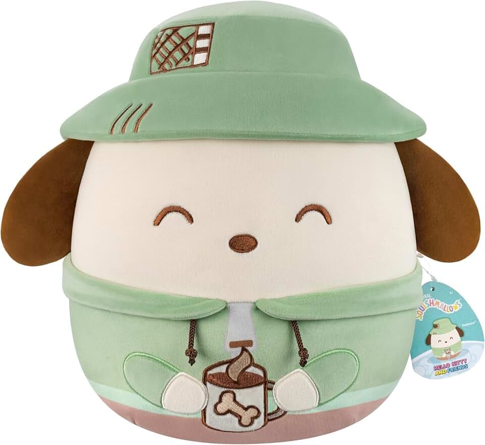 Squishmallows Original Sanrio 12in Cute Camping Pochacco – Official Jazwares Plush (Medium-Sized)