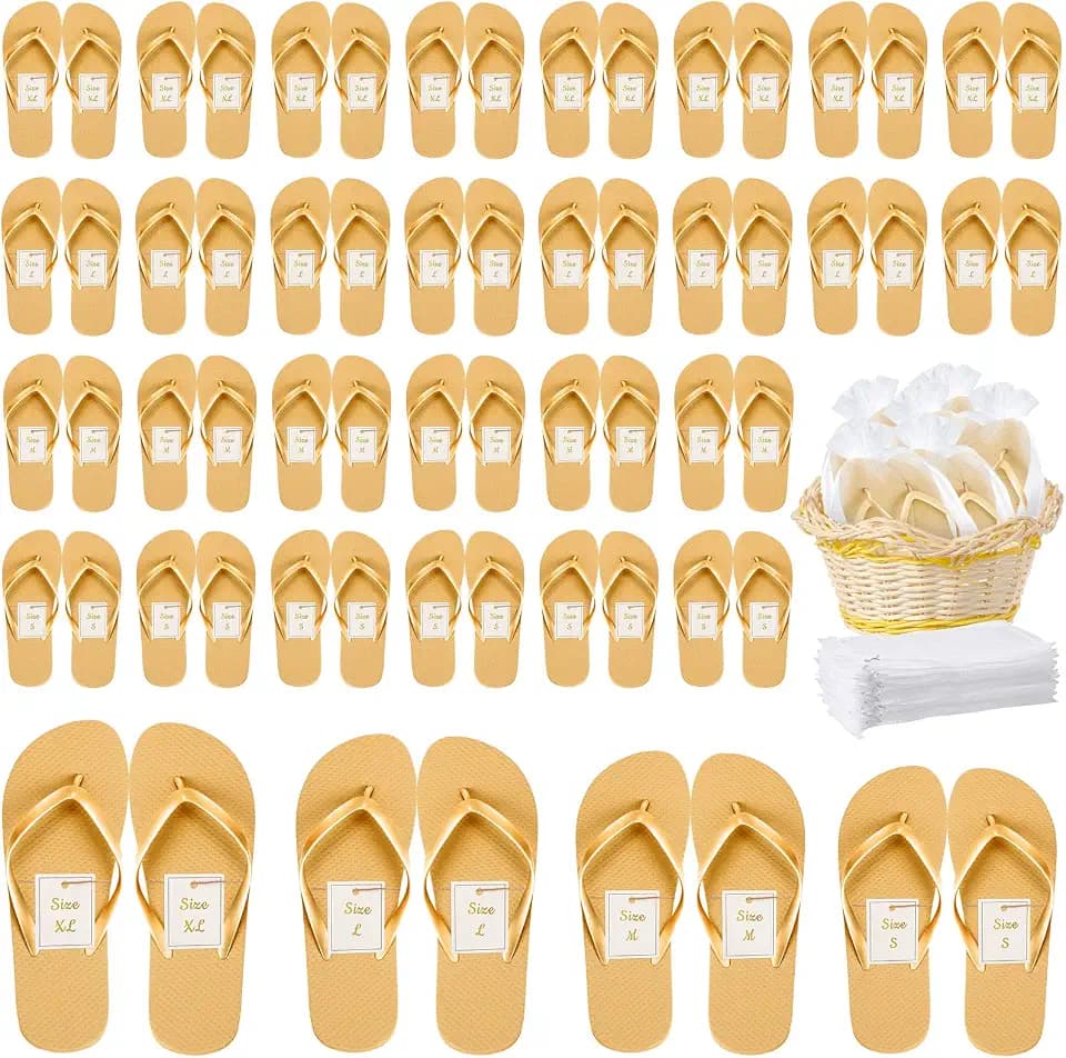 Unittype 48 Pairs Bulk Flip Flops for Wedding Guests Hotel