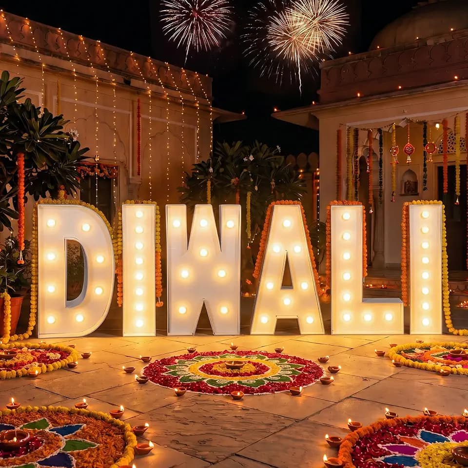 Nuanchu 2.3 ft Diwali Party Decorations Large Diwali Light up Letters